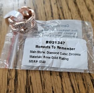 "Moments To Remember" Rose Gold Plated Diamond Cubic Zircornia Size 8 Ring.